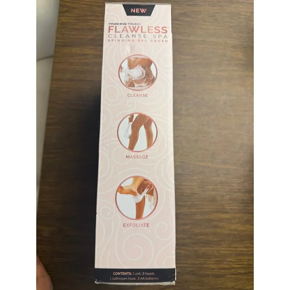 Finishing Touch Flawless Cleanse Spa Electric Body Brush 3 Cleansing Heads NIB